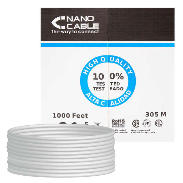 Nanocavo Cavo di rete RJ45 Cat.6 UTP rigido AWG24 - Lunghezza 305 m - Colore grigio Nanocavo Cavo di rete RJ45 Cat.6 UTP rigido AWG24 - Lunghezza 305 m - Colore grigio