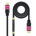 Nanocable Cavo HDMI v2.0 maschio con ripetitore HDMI v2.0 maschio 20 m - 4K@60Hz 18Gbps - Alta velocità - Colore nero/rosa