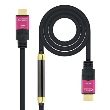 Nanocavo Cavo HDMI v2.0 maschio con ripetitore HDMI v2.0 maschio 30 m - 4K@60Hz 18Gbps - Alta velocità - Colore nero/rosa
