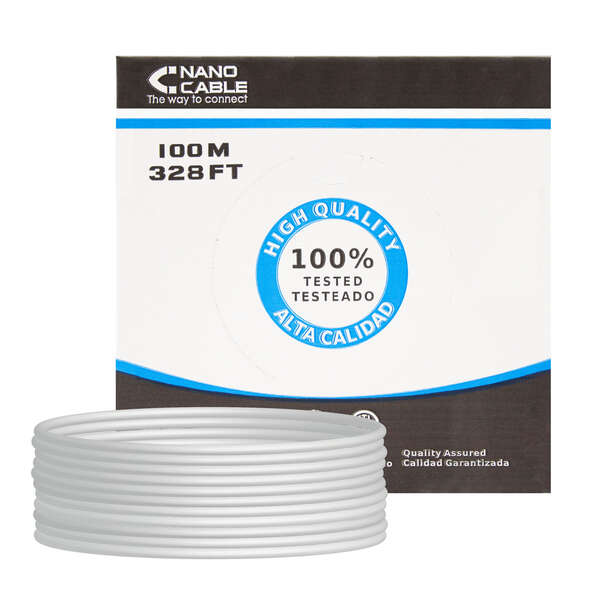 Nanocavo Bobina di cavo di rete rigido RJ45 Cat.6 UTP AWG24 100 m - Colore grigio Nanocavo Bobina di cavo di rete rigido RJ45 Cat.6 UTP AWG24 100 m - Colore grigio