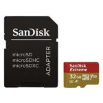 Scheda Micro SDHC Sandisk Extreme 32 GB UHS-I U3 A1 Classe 10 90 MB/s + Adattatore SD