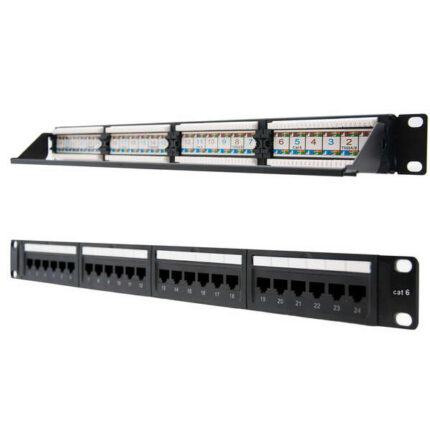 Nanocable Patch Panel 24 porte RJ45 Cat.6 UTP 19" 1U doppio IDC - Colore nero