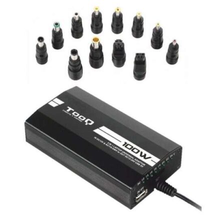 Caricabatterie universale Tooq per laptop 100 W - USB - 12 adattatori - Tensione 12-24 V - Indicatore LED