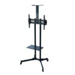 Tooq Supporto da pavimento con ruote per schermi da 37"-70" - Blocco ruote - Due ripiani - Peso massimo 50 kg - VESA 600X400 mm - Colore nero
