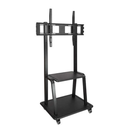 Tooq Supporto da pavimento con ruote per schermi da 37"-100" - Blocco ruote - Due ripiani - Peso massimo 150 kg - VESA 800X600 mm - Colore nero