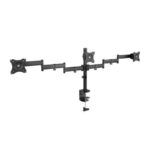 Tooq Supporto da tavolo con bracci articolati per 3 monitor da 13"-27" - Girevole e inclinabile - Gestione dei cavi - Peso massimo 8 kg per braccio - VESA 100x100 mm