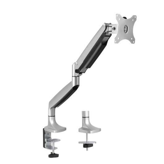 Tooq Supporto da tavolo con braccio articolato per monitor da 13"-32" - Girevole e inclinabile - Pistone a gas - Peso max 9 kg - VESA 100x100 mm - Colore alluminio Tooq Supporto da tavolo con braccio articolato per monitor da 13"-32" - Girevole e inclinabile - Pistone a gas - Peso max 9 kg - VESA 100x100 mm - Colore alluminio