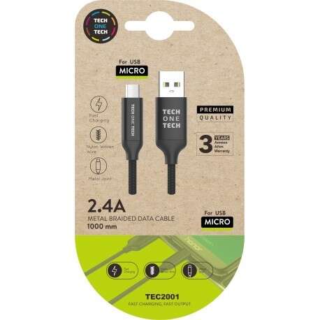 TechOneTech Cavo USB-A maschio a Micro-USB maschio 1 m - Rivestito in nylon intrecciato TechOneTech Cavo USB-A maschio a Micro-USB maschio 1 m - Rivestito in nylon intrecciato