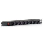 Cromad Presa multipla 8 Shuckos per montaggio su rack 19" 1U - Interruttore On/Off - Involucro in plastica - Cavo da 1