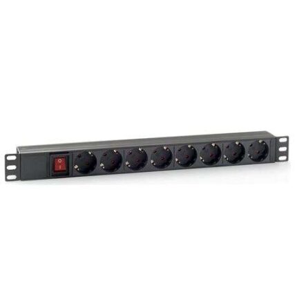 Cromad Presa multipla 8 Shuckos per montaggio su rack 19" 1U - Interruttore On/Off - Involucro in plastica - Cavo da 1