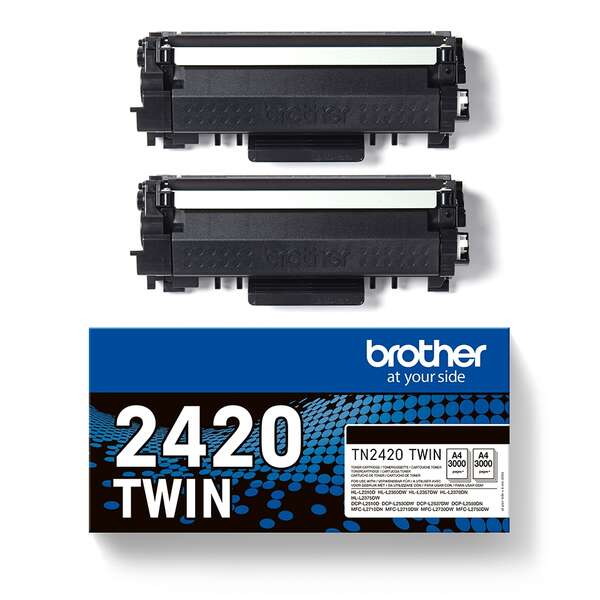 Brother TN2420 Nero Confezione da 2 cartucce toner originali - TN2420TWIN Brother TN2420 Nero Confezione da 2 cartucce toner originali - TN2420TWIN