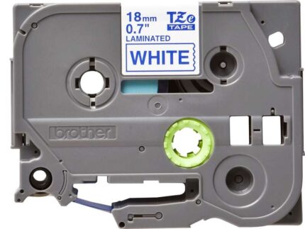 Brother TZe243 Nastro laminato originale per etichette - Testo blu su sfondo bianco - Larghezza 18 mm x 8 metri