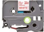 Brother TZe252 Nastro laminato originale per etichette - Testo rosso su sfondo bianco - Larghezza 24 mm x 8 metri