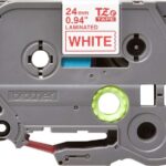 Brother TZe252 Nastro laminato originale per etichette - Testo rosso su sfondo bianco - Larghezza 24 mm x 8 metri