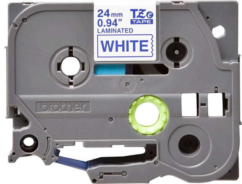 Brother TZe253 Nastro laminato originale per etichette - Testo blu su sfondo bianco - Larghezza 24 mm x 8 metri Brother TZe253 Nastro laminato originale per etichette - Testo blu su sfondo bianco - Larghezza 24 mm x 8 metri