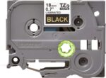 Brother TZe344 Nastro laminato originale per etichette - Testo dorato su sfondo nero - Larghezza 18 mm x 8 metri