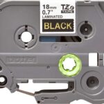 Brother TZe344 Nastro laminato originale per etichette - Testo dorato su sfondo nero - Larghezza 18 mm x 8 metri