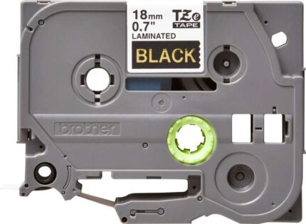 Brother TZe344 Nastro laminato originale per etichette - Testo dorato su sfondo nero - Larghezza 18 mm x 8 metri