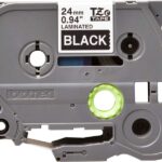 Brother TZe355 Nastro laminato originale per etichette - Testo bianco su sfondo nero - Larghezza 24 mm x 8 metri