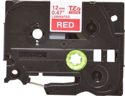 Brother TZe435 Nastro laminato originale per etichette - Testo bianco su sfondo rosso - Larghezza 12 mm x 8 metri
