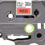 Brother TZe451 Nastro laminato originale per etichette - Testo nero su sfondo rosso - Larghezza 24 mm x 8 metri