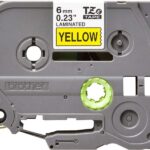 Brother TZe611 Nastro laminato originale per etichette - Testo nero su sfondo giallo - Larghezza 6 mm x 8 metri