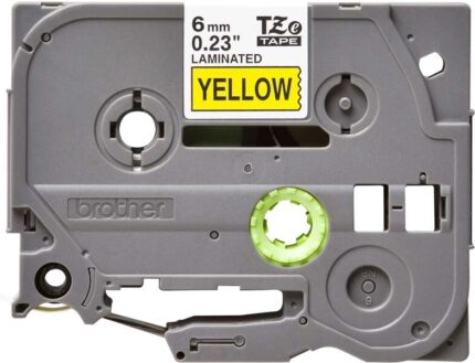 Brother TZe611 Nastro laminato originale per etichette - Testo nero su sfondo giallo - Larghezza 6 mm x 8 metri