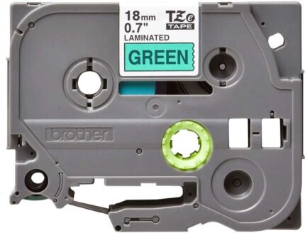Brother TZe741 Nastro laminato originale per etichette - Testo nero su sfondo verde - Larghezza 18 mm x 8 metri