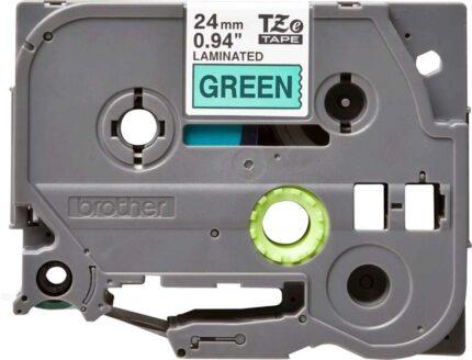 Brother TZe751 Nastro laminato originale per etichette - Testo nero su sfondo verde - Larghezza 24 mm x 8 metri