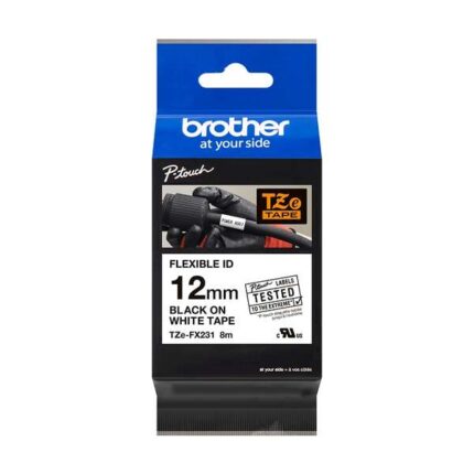 Brother TZeFX231 Nastro laminato flessibile originale per etichette - Testo nero su sfondo bianco - Larghezza 12 mm x 8 metri
