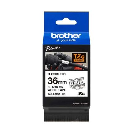 Brother TZeFX261 Nastro laminato flessibile originale per etichette - Testo nero su sfondo bianco - Larghezza 36 mm x 8 metri