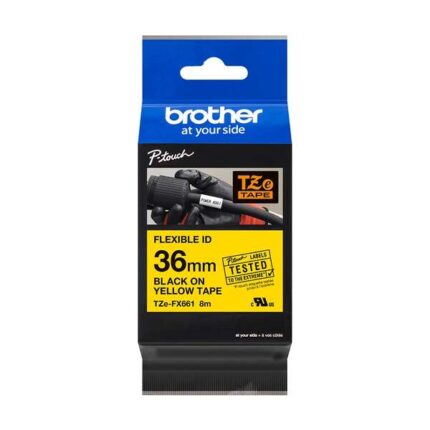 Brother TZeFX661 Nastro laminato flessibile originale per etichette - Testo nero su sfondo giallo - Larghezza 36 mm x 8 metri