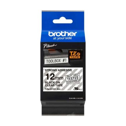 Brother TZeS131 Nastro laminato super adesivo originale per etichette - Testo nero su sfondo trasparente - Larghezza 12 mm x 8 metri