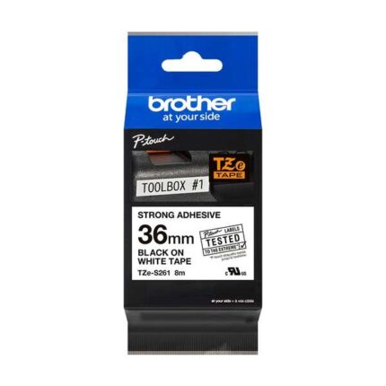 Brother TZeS261 Nastro laminato super adesivo originale per etichette - Testo nero su sfondo bianco - Larghezza 36 mm x 8 metri
