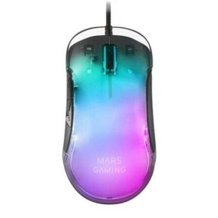 Mars Gaming MMGLOW Mouse da gioco USB 12800 dpi - Corpo con finitura a specchio - 6 pulsanti - Illuminazione RGB Chroma - Per destrimani - Cavo da 1