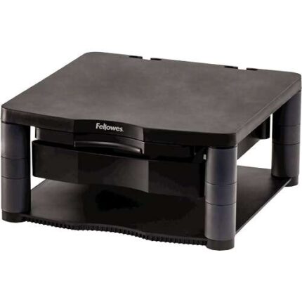Fellowes Supporto per monitor Plus - 5 regolazioni di altezza - Cassetto portaoggetti - Peso massimo 36 kg