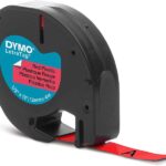Dymo LetraTag S0721630 Nastro per etichette originale per etichettatrice - Testo nero su sfondo rosso - Larghezza 12 mm x 4 metri (91203)