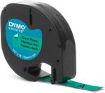 Dymo LetraTag S0721640 Nastro per etichette originale per etichettatrice - Testo nero su sfondo verde - Larghezza 12 mm x 4 metri (91204)