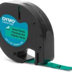 Dymo LetraTag S0721640 Nastro per etichette originale per etichettatrice - Testo nero su sfondo verde - Larghezza 12 mm x 4 metri (91204)