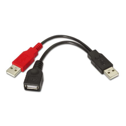 Cavo USB 2.0+alimentazione Aisens - Tipo A/M+A alimentazione/M-A femmina - 15 cm - Colore nero