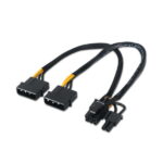 Aisens Cavo scheda grafica - 2xMolex 4pin/M-PCI-E(Molex 6+2pin)/M - 20cm - 100% rame - Colore nero
