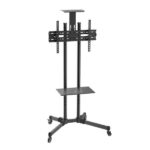 Aisens Supporto da pavimento Eco con ruote - Vassoio per DVD e supporto per videocamera (TV 37"-70") - Colore nero