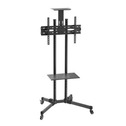 Aisens Supporto da pavimento Eco con ruote - Vassoio per DVD e supporto per videocamera (TV 37"-70") - Colore nero