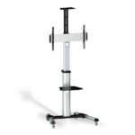 Aisens Supporto da pavimento Eco con ruote - Vassoio per DVD e supporto per videocamera (TV da 37"-70") - Colore argento