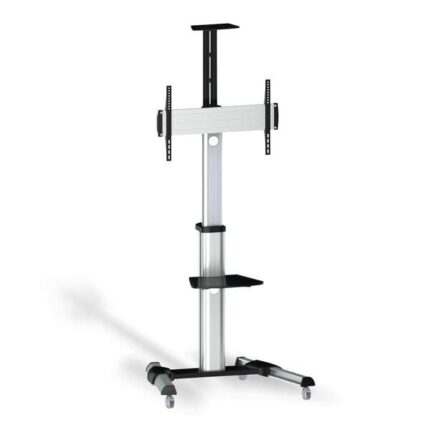 Aisens Supporto da pavimento Eco con ruote - Vassoio per DVD e supporto per videocamera (TV da 37"-70") - Colore argento