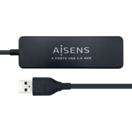 Aisens HUB USB 2.0 - Tipo A maschio a 4xTipo A femmina - 30 cm - Colore nero