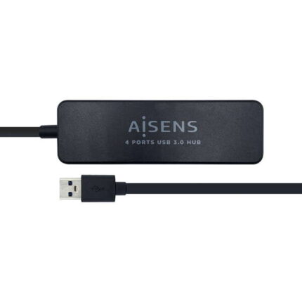 Aisens HUB USB 3.0 - Tipo A maschio a 4xTipo A femmina - 30 cm - Colore nero