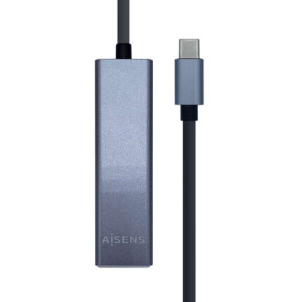 Aisens Convertitore USB3.1 GEN1 da USB-C a Ethernet GIGABIT 10/100/1000 MBPS + HUB 3xUSB3.0 - 15 cm - Colore grigio