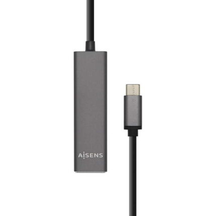 Aisens HUB USB 3.1 USB-C - USB-C maschio a 4xTipo A femmina - 15 cm - Colore grigio