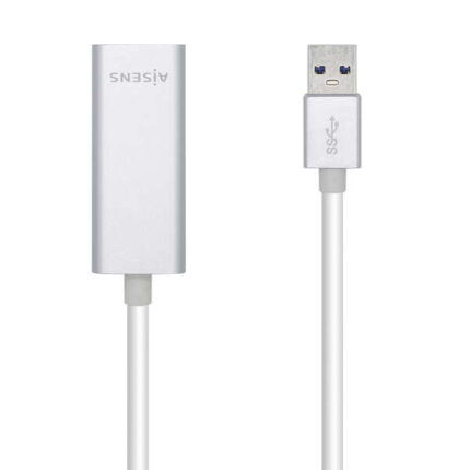 Aisens Convertitore USB 3.0 a Ethernet Gigabit 10/100/1000 Mbps - 15 cm - Colore argento